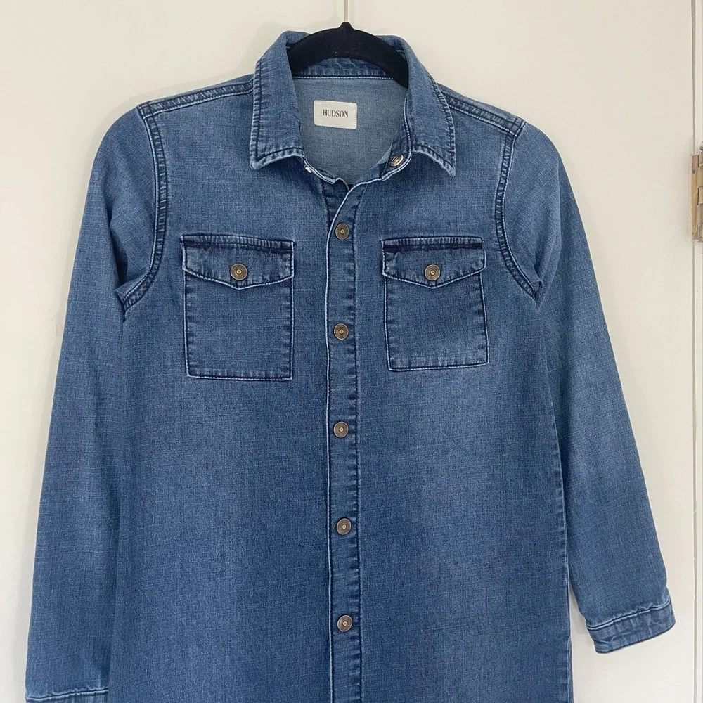Hudson Long Sleeve Denim Girls' Button Snap Dress Girls‎ Size XL Dark Wash